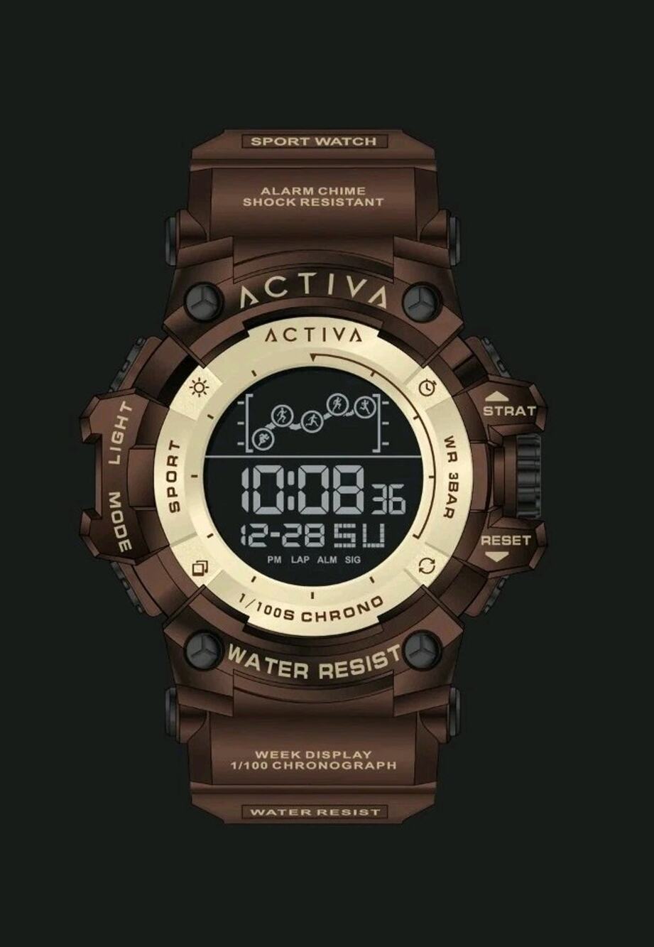 Activa Digital Essentials Unisex 50mm Brown Tone Case Cream+Off White Plastic
